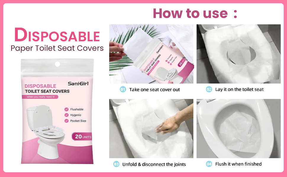 SaniGirl Disposable Toilet Seat Covers 20 Sheets, Hygienic, Flushable & EcoFriendly, No