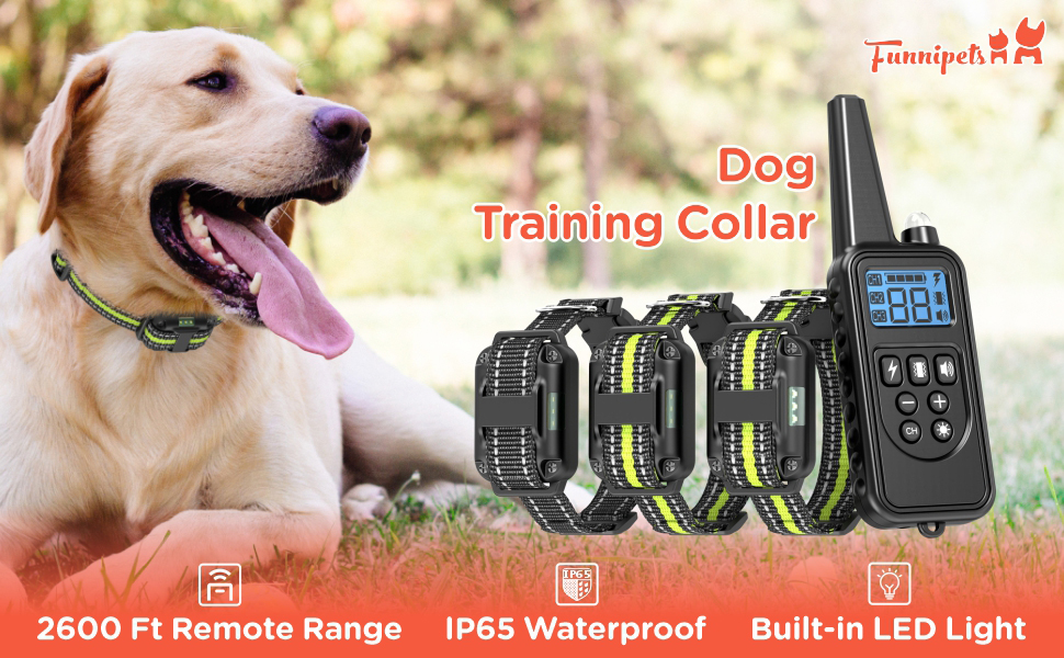 FunniPets Dog Training Collar for 3 Dogs, 2600ft Range Dog