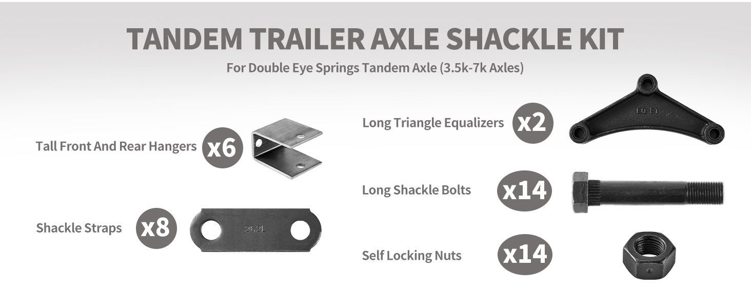 Lonffery Trailer Axle Kit, Trailer Shackle Kit, Tandem Axle