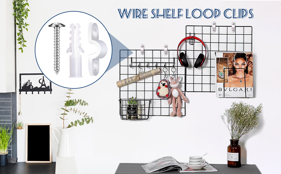 36 Sets of Wire Shelf Loop Clips White Plastic Down Wall