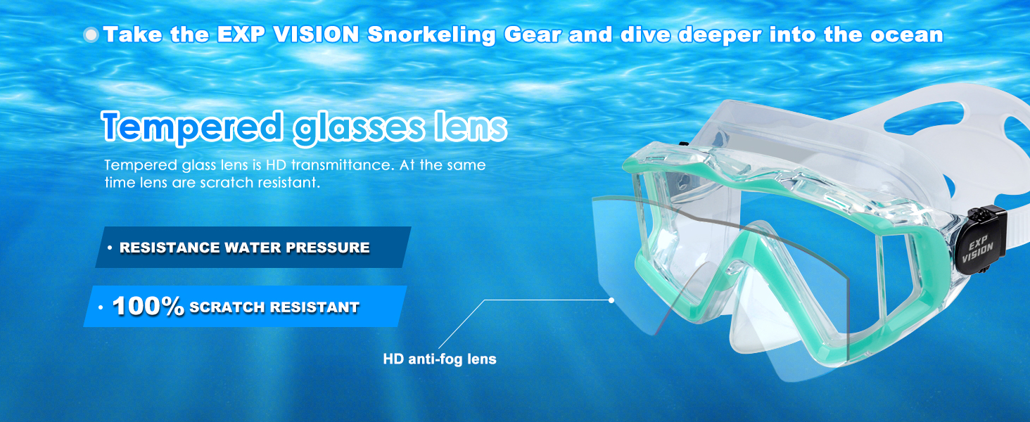 Snorkel Set Pano 3 Adult Snorkeling Gear Anti-Fog Snorkel Mask Dry Top Snorkel Scuba Diving Mask
