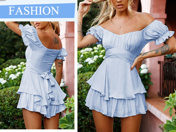 サロペット・オーバーオール・オールインワン RoseMuse Off shoulder frills romper gray 受注予約】off shoulder frills romper – BUNNY APARTMENT