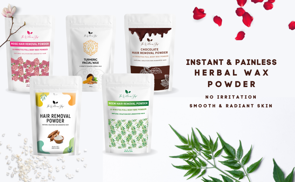 The Wellness Shop Turmeric Facial Wax Powder 5 min painless natural wax powder (100g