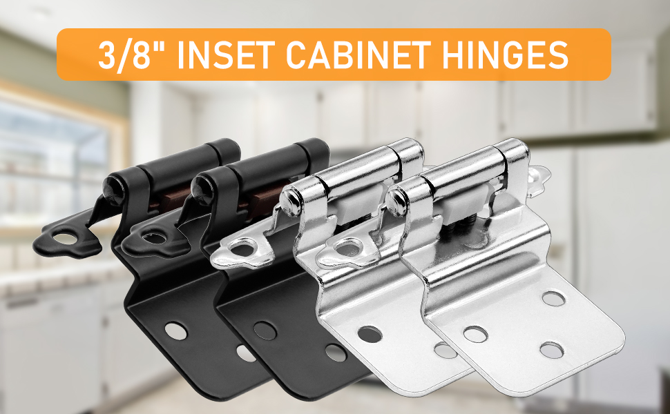 50 Pack Inset Hinges Black 3/8 inch Inset Kitchen