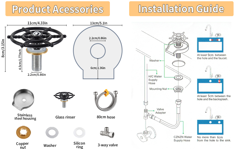 Sequpr Rince Verre Evier pour Evier de Cuisine, Lave Verres en Acier Inoxydable, Nettoyage Rince