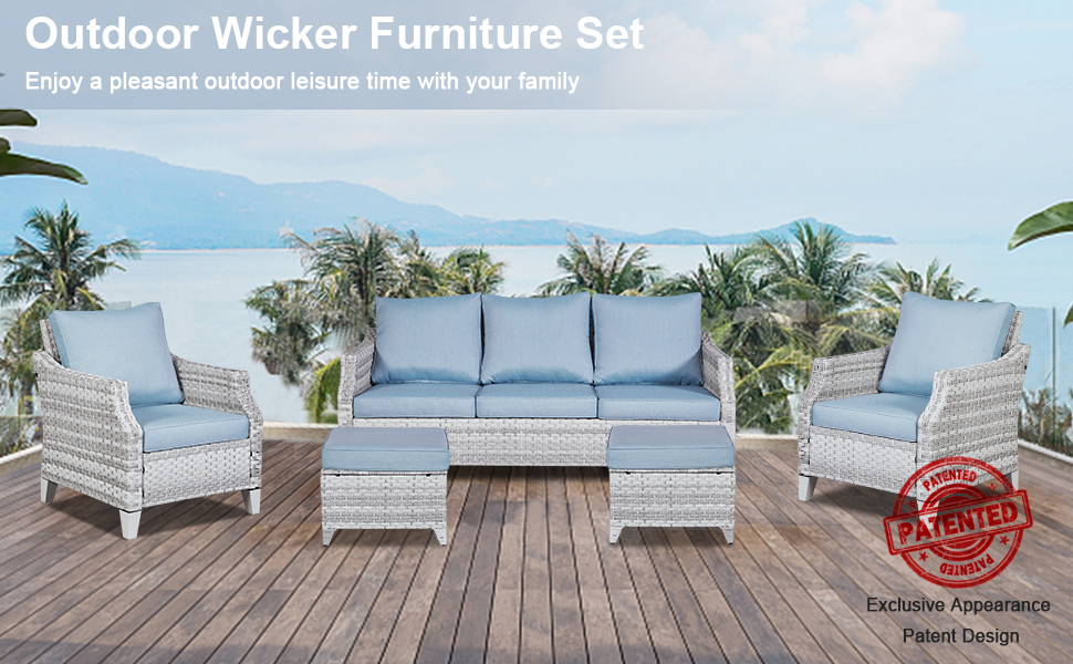 Belord Wicker Patio Furniture 7 Piece Outdoor Sofa Couch