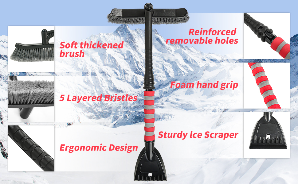 Cimesen 26" Ice Scraper and Snow BrushPivoting Head for