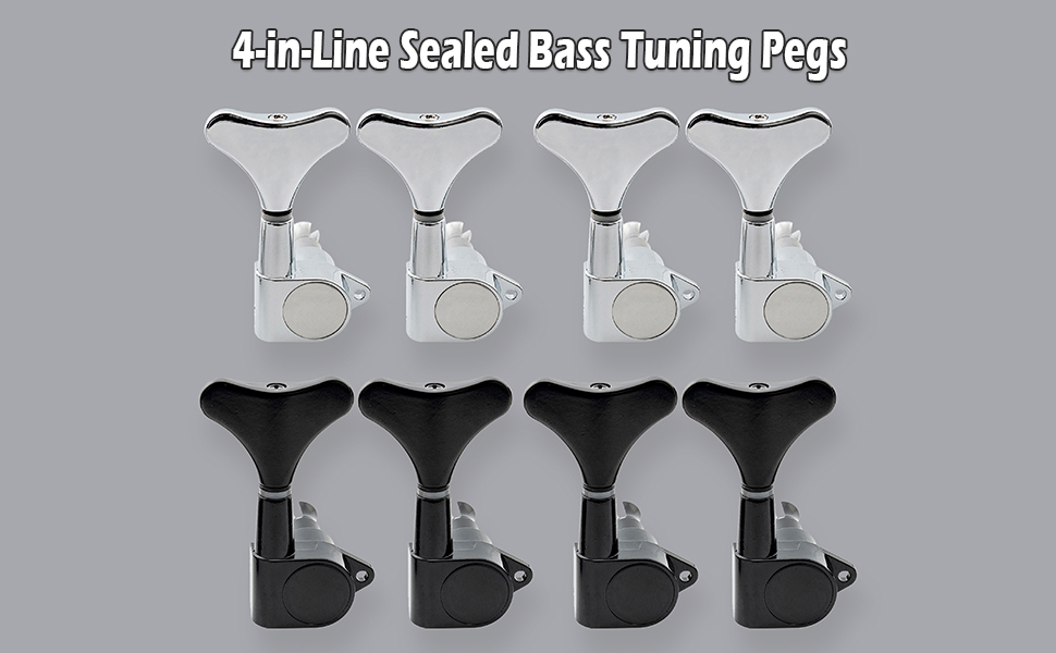 Musiclily 4inline Sealed Bass Tuning Pegs Keys Machine Head Tuners Set Right Hand