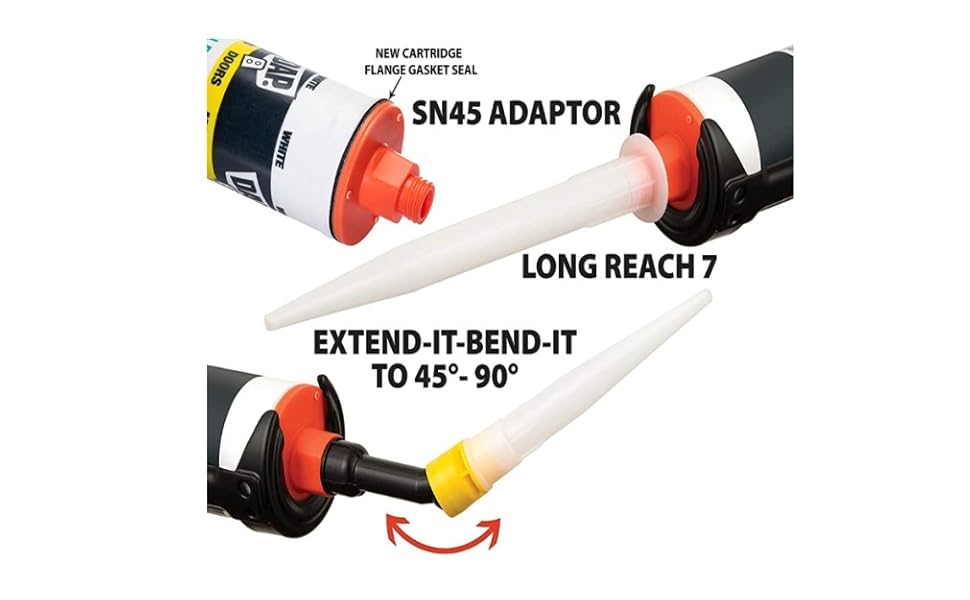 SUPER NOZZLE 45 Adjustable Caulk Gun Nozzle Extender (Pro Kit)