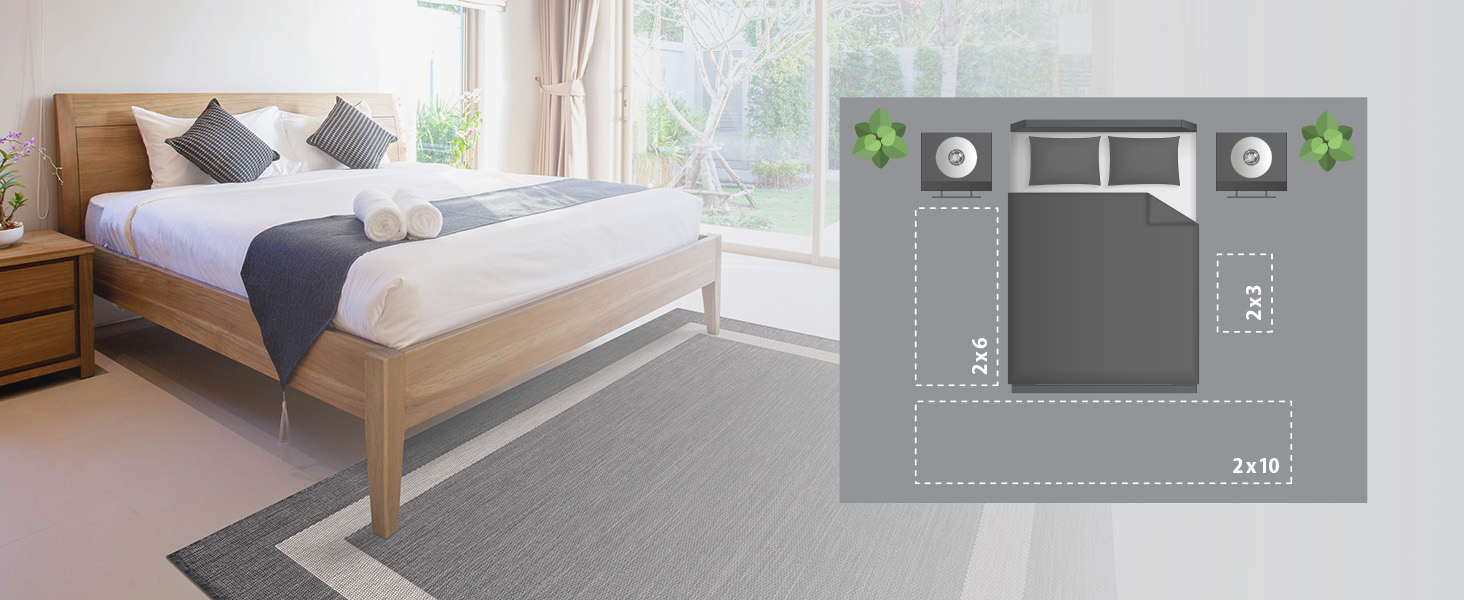 bordered bedroom rug