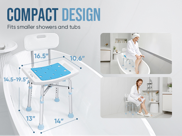 Compact bath chair that fits in any bathroom and bathtub