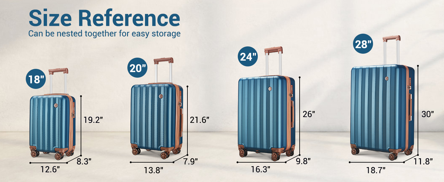 tr007 luggage sets plus luggage sets size dark blue brown -b