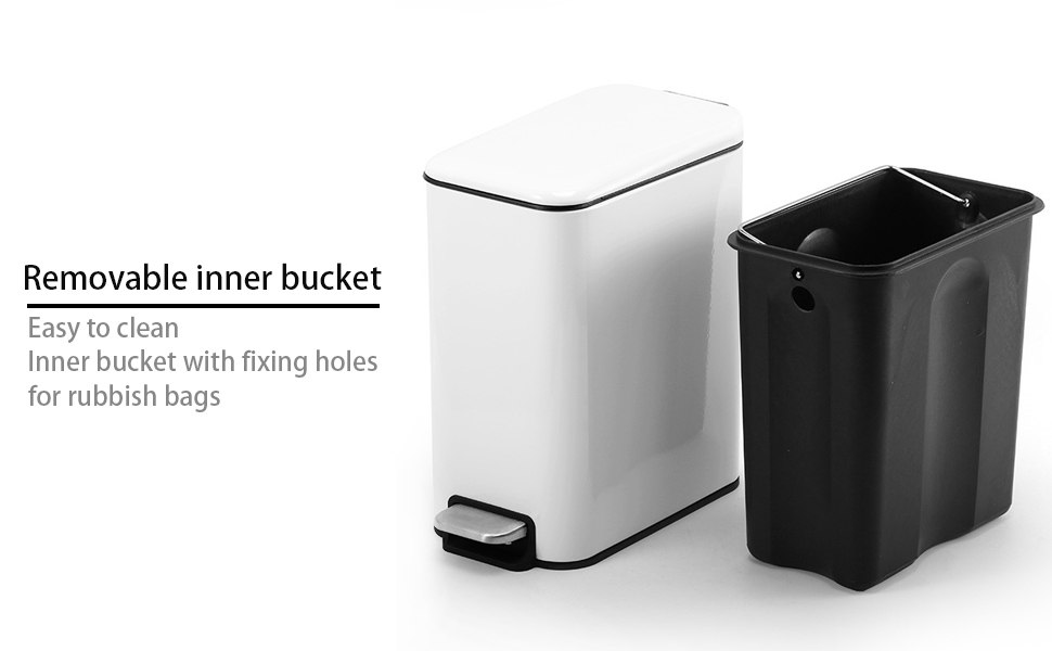 Small Trash Can with Lid Soft Close 5 Liter Stainless Steel Rectangular