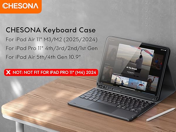 CHESONA for iPad Air 11 Inch Case with Keyboard M3/M2 (2025