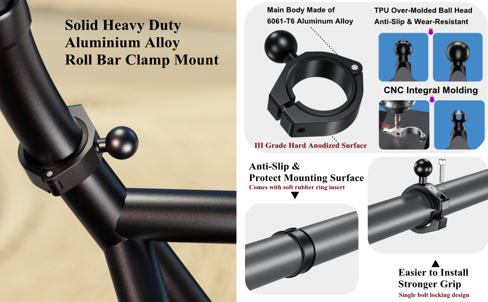 Solid Heavy Duty  Aluminium Alloy  Roll Bar Clamp Mount
