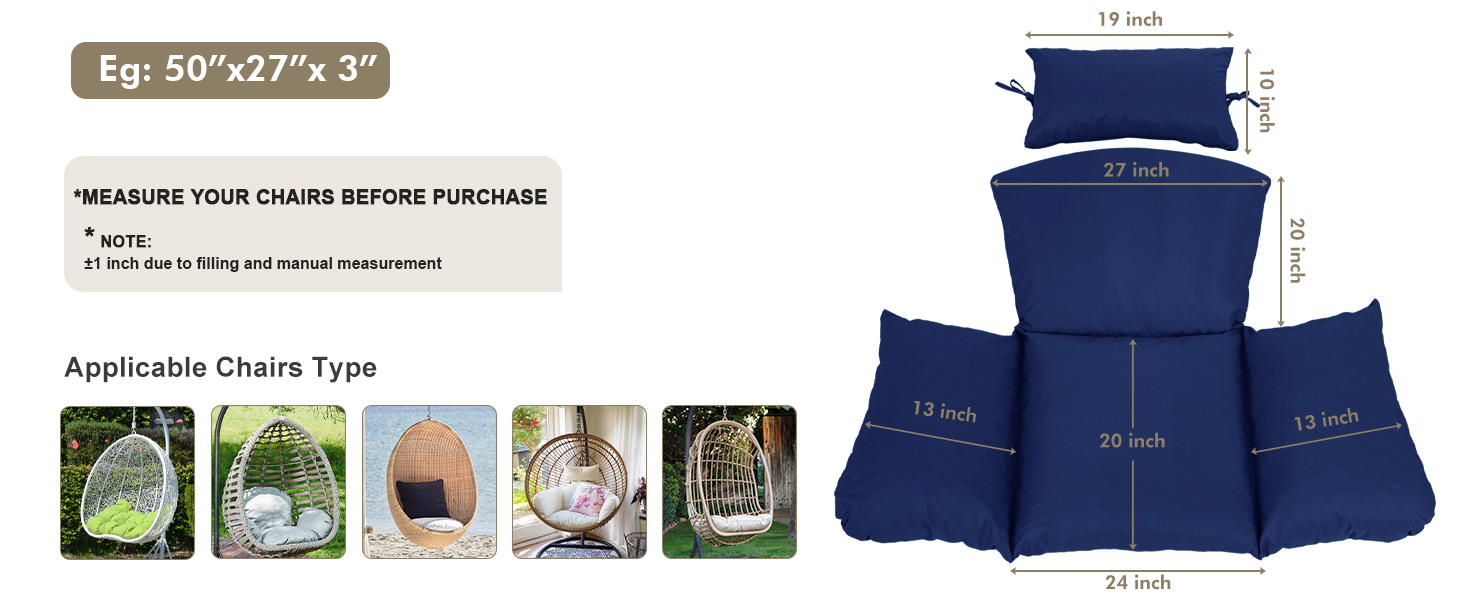 Available in Standard Egg Chair Sizes – Fits Most Hanging Chairs, Swing Chairs, and Pod Seats