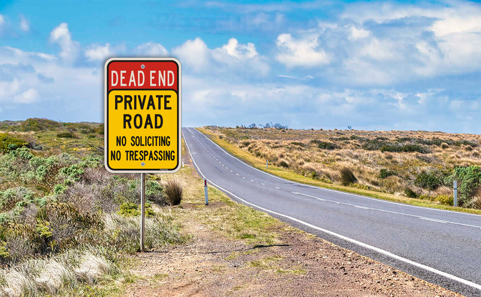 private road dead end sign,private road dead end