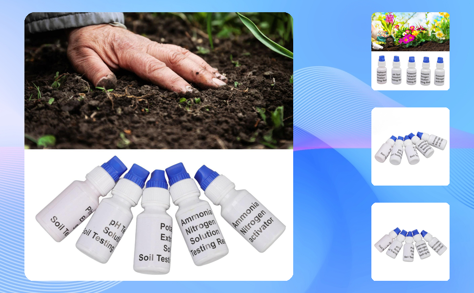 Soil Test Kit, Accurate Portable Universal Soil PH, 5 Bottles Liquid Solution PH Nitrogen