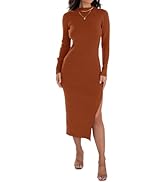 【新品】imperf Classic Knit Dress 38 ZESICA Women's 2025 Ribbed Knit Dress Long Sleeve Mock Neck