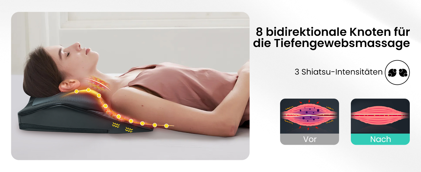 Snailax Massagegerät Rücken Nacken, 3D-Massagekissen