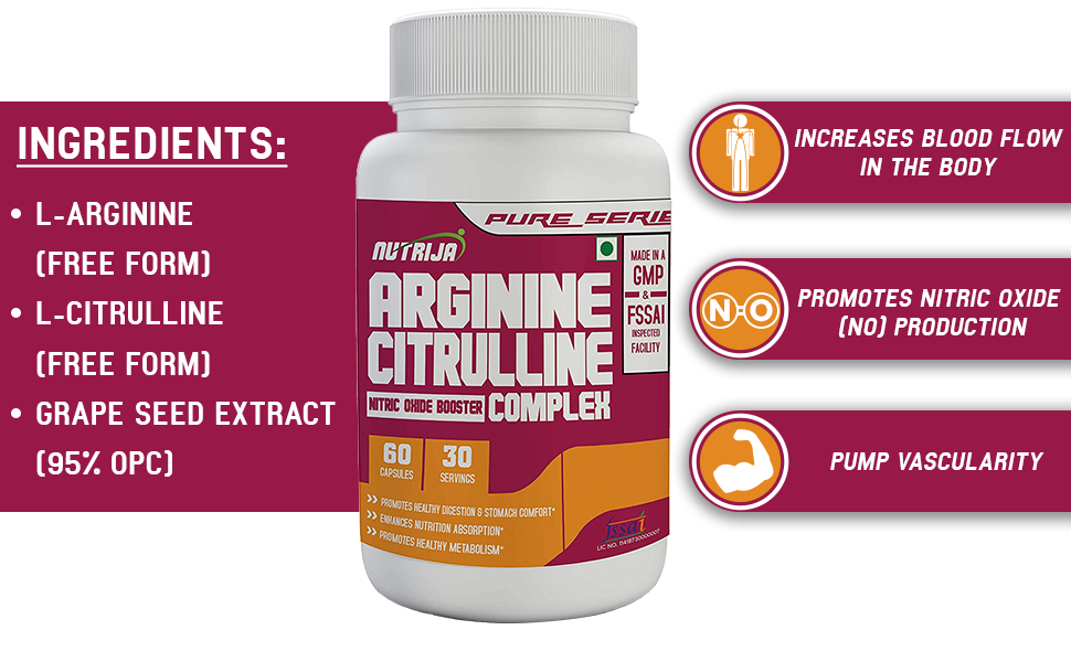 Nutrija LARGININE AND LCITRULLINE COMPLEX™ (60 Capsules) Amazon.in