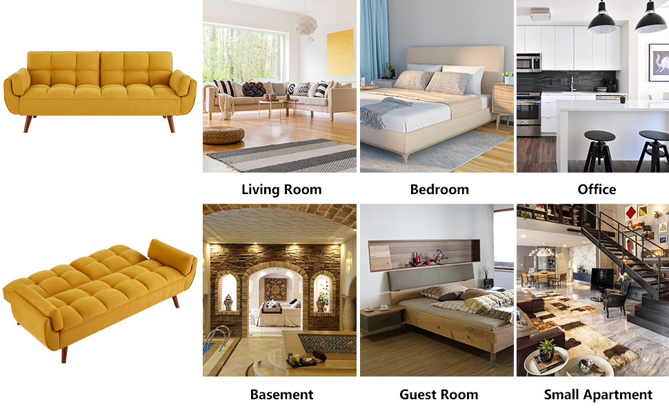 Setawix Linen Futon Sofa Couch,Convertible Sleeper Sofa Bed