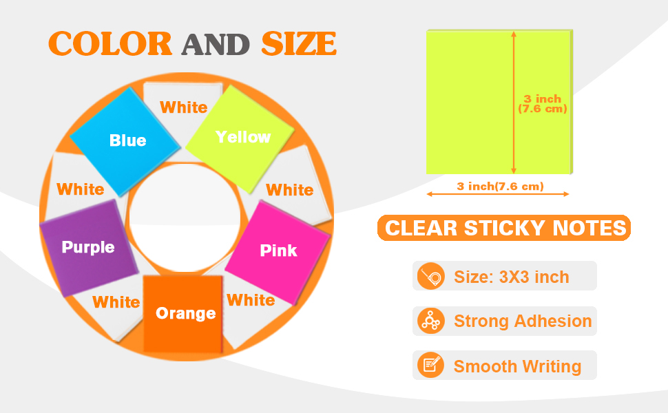 Transparent Sticky Notes,3X3 Inch Clear,Translucent Pads