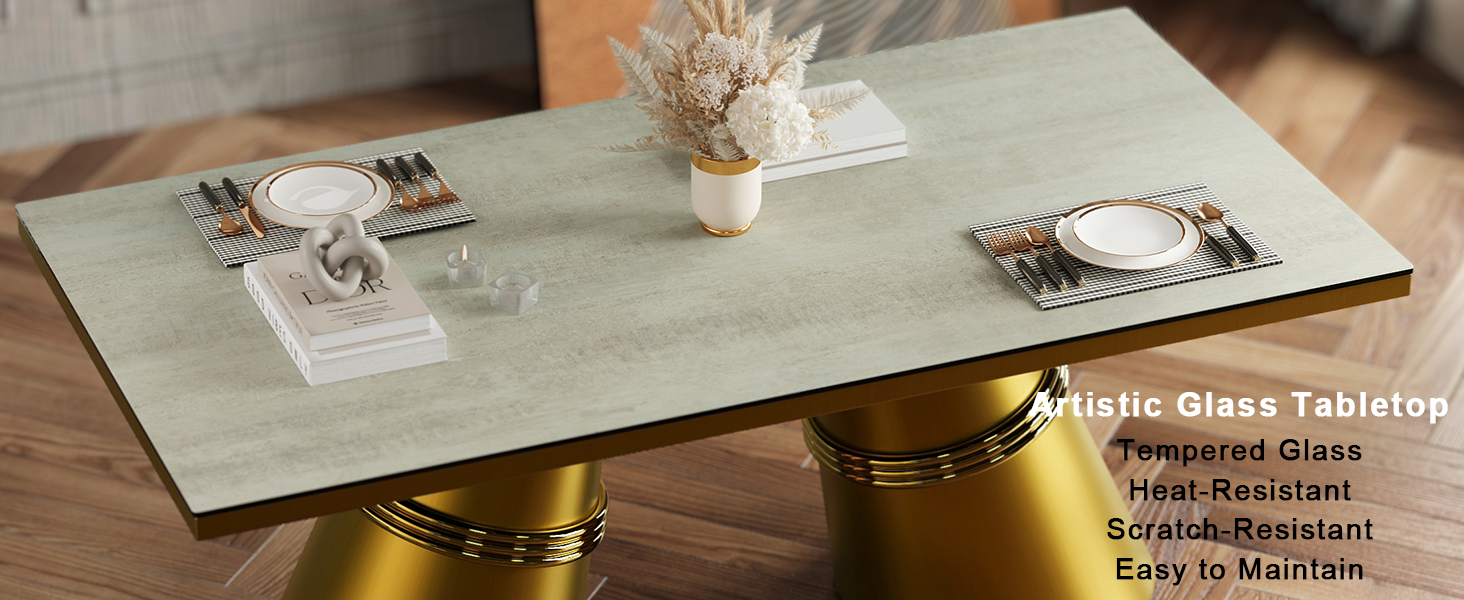 jajaplus 9Piece Dining Table Set for 8, Luxury Brushed