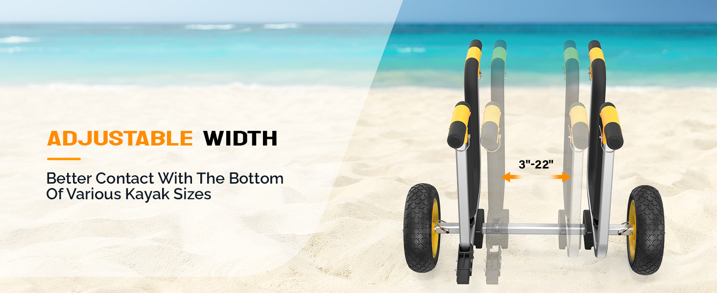 Bonnlo Kayak Cart Dolly Aluminum Adjustable 2 in 1 Kayak Wheels Cart