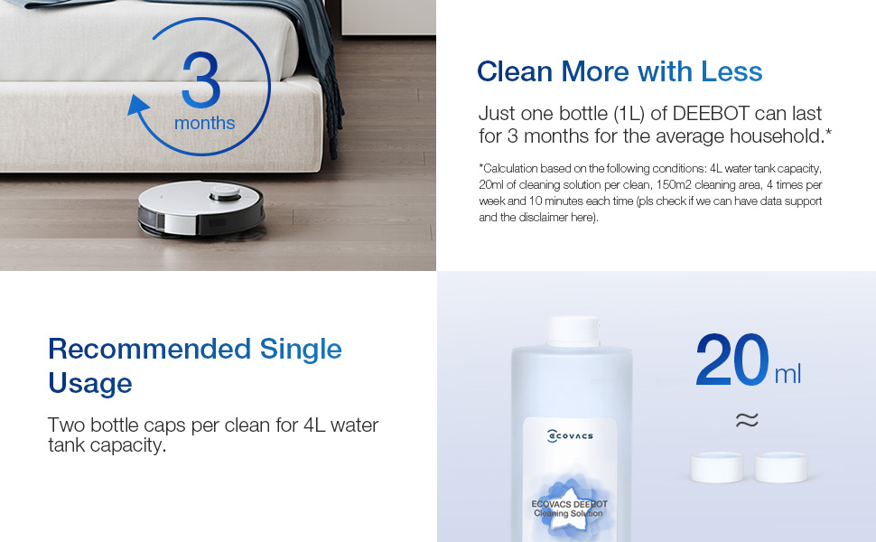 ECOVACS DEEBOT Cleaning Solution (1L) suitable for T20e OMNI/ T20 OMNI