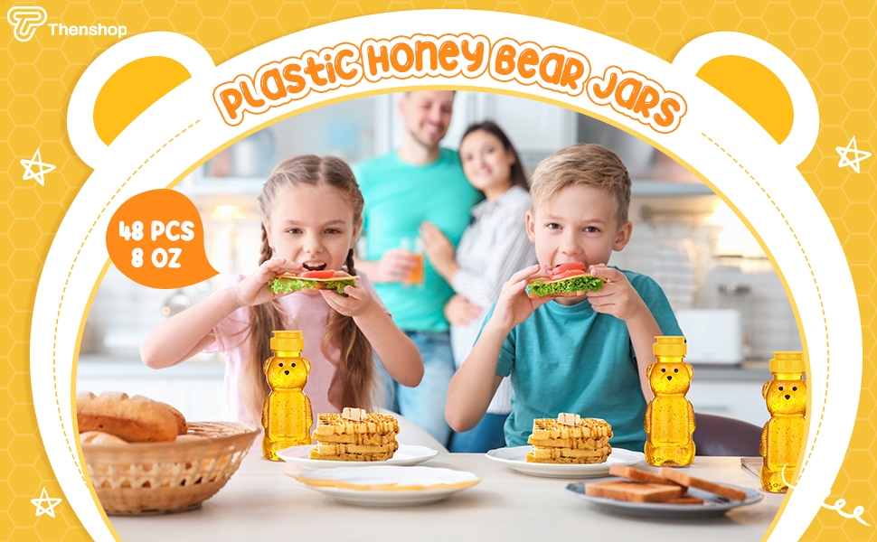48 Pcs 8oz Plastic Honey Bear Bottle Empty Honey