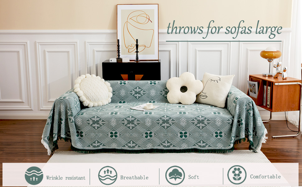 GAOWEI Throws for Sofas Large Sofa Throw 3 Seater with Decorative
