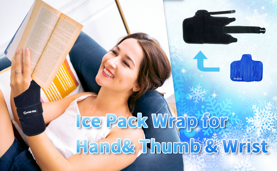 WORLDBIO Wrist Ice Pack Wrap Adjustable Hand Support Brace with