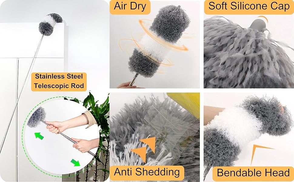 household essentials cleaning supplies extendable duster flash dust magnet feather duster extendable