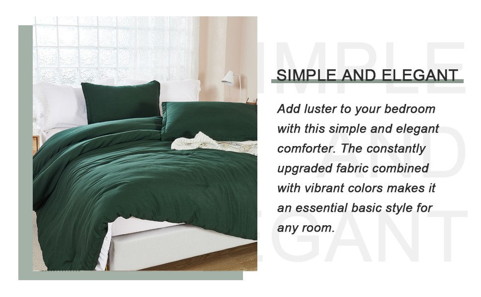 Andency Dark Green California King Comforter Set, 3 Pieces