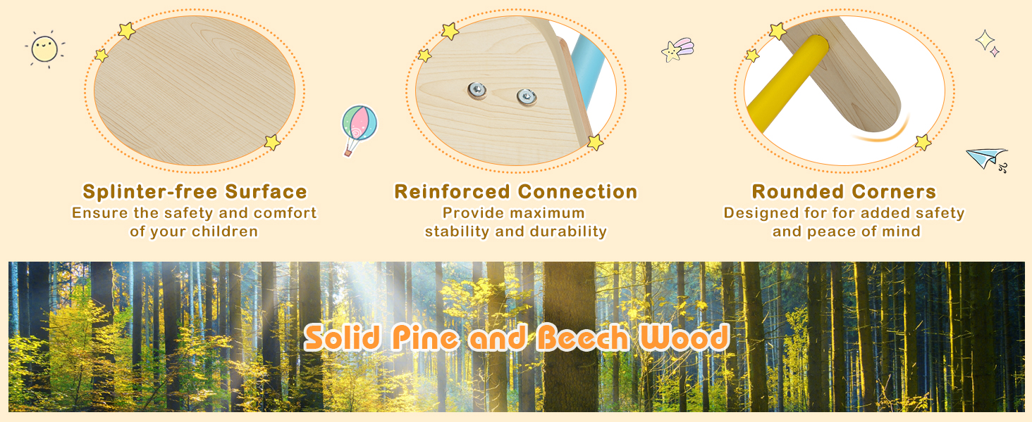 Infographic showing three circular icons with forest scene background, illustrating different product features or steps.