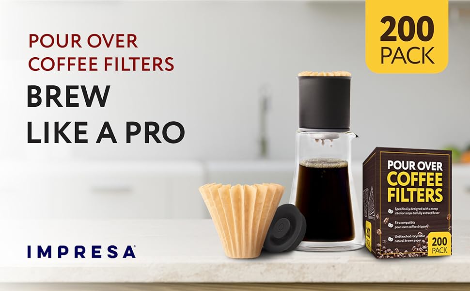 IMPRESA [200 Pack] Pour Over Coffee Filter for Fellow Stagg
