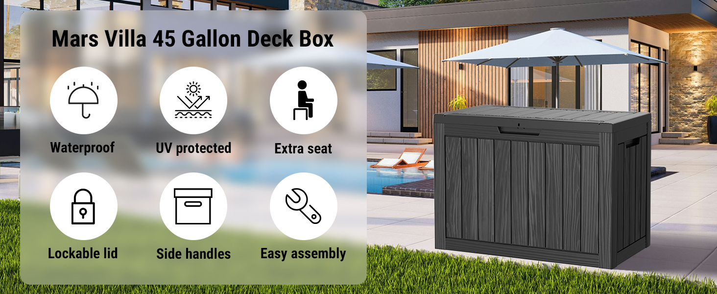 Mars Villa 45 Gallon Deck Box Features