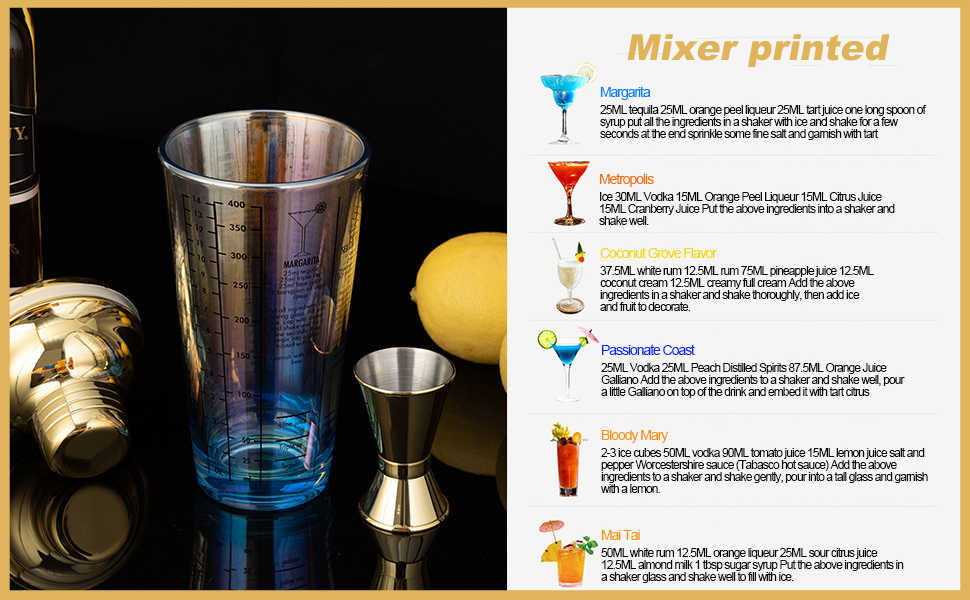 Cocktail mixed drink shaker kit