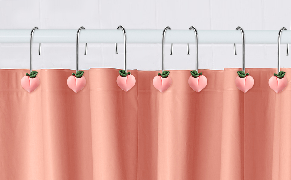 W1cwey 12pcs Peach Shower Curtain Hooks