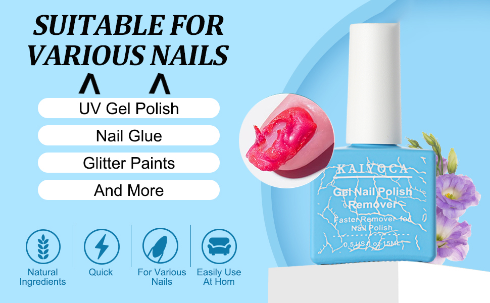 KAIYOCA Gel Nail Polish Remover 15ml, with Cuticle Pusher and Nail