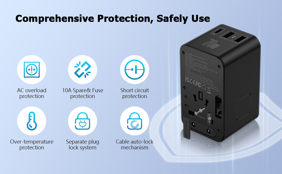 FOVAL European Travel Plug Adapter, Universal Travel Adapter with Retractable US... 16 travel converter and adapter