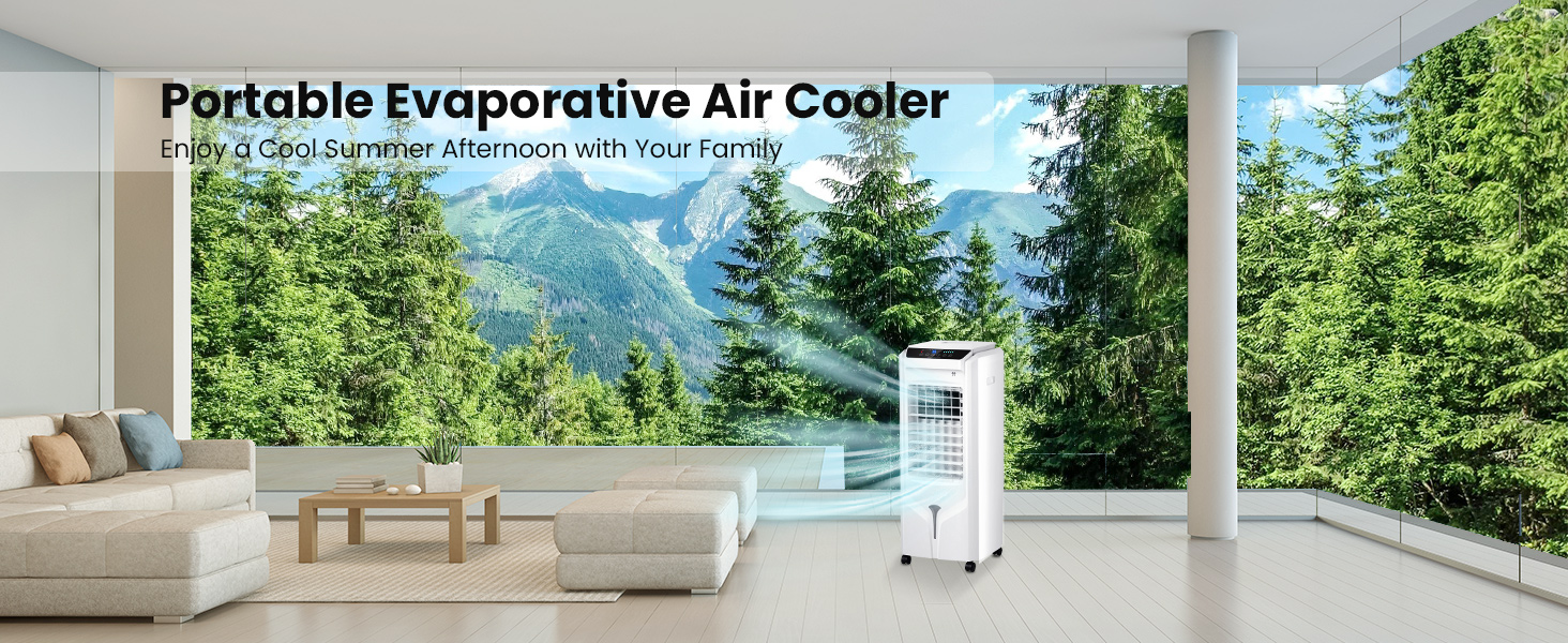 Evaporative Cooler, MEPTY 31 Swamp Cooler with 4.2 Gallons