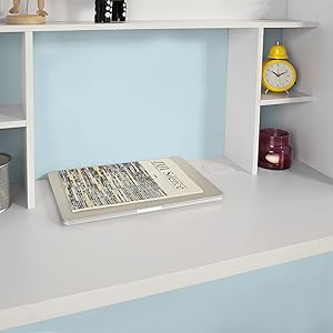 SoBuy Home Office Wall-mounted Table Desk With Shelves,White,FWT18-W 14 FWT18-W