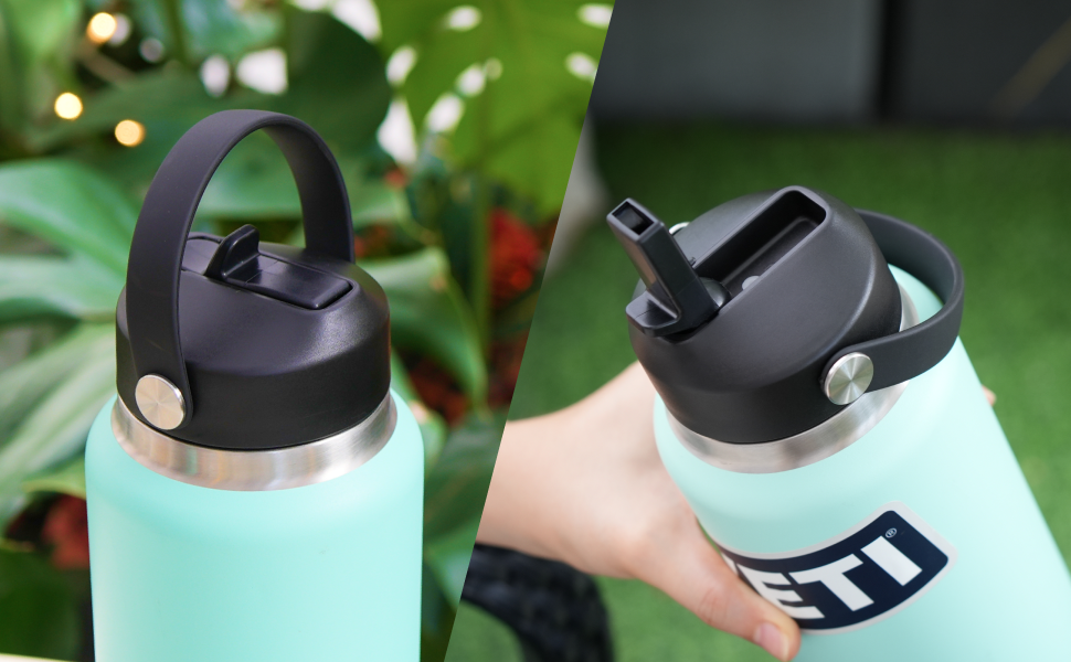 Straw Lid for Yeti Rambler Water Bottle 18 26 36 64 oz, Replacement Lids with Straw for YETI