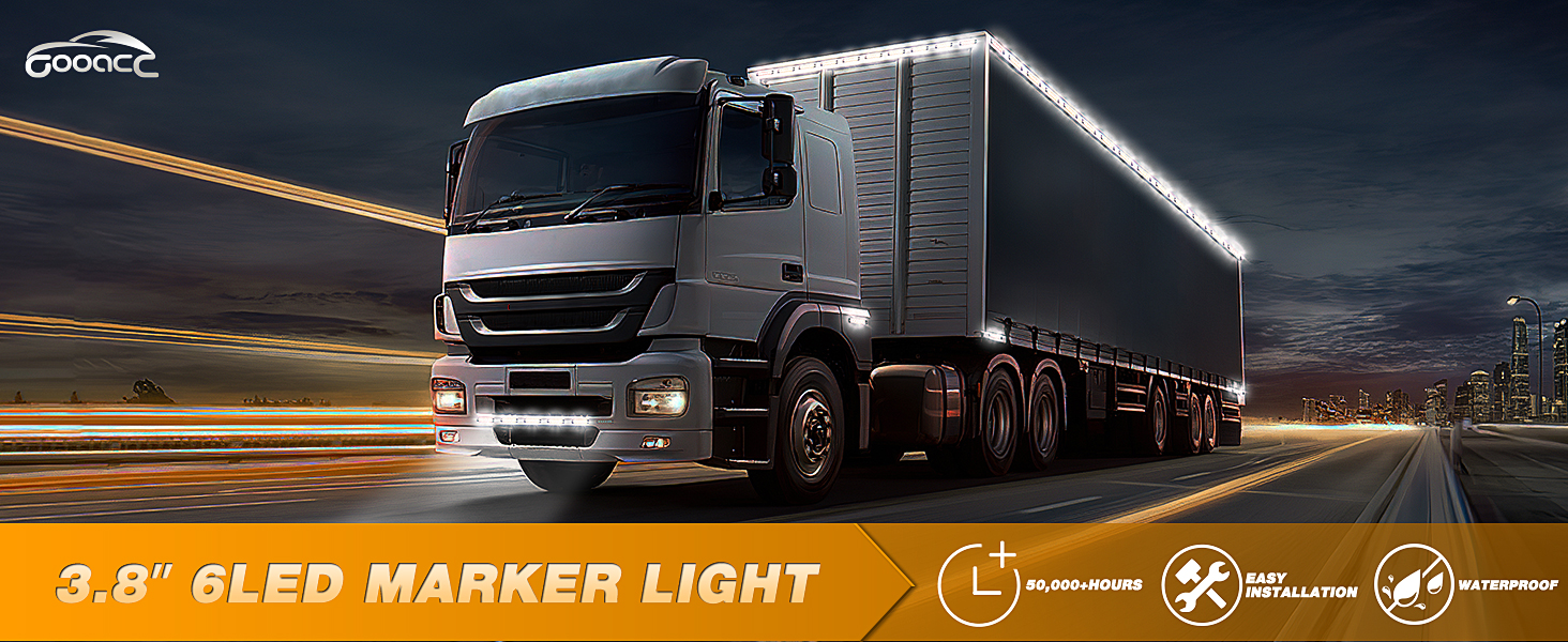 3.8inch 6led side marker light white