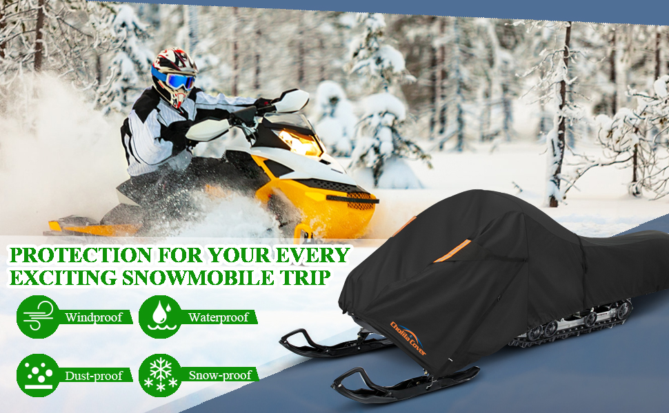 Cholila Cover Snowmobile Cover Fit 101" 118" L with 4 Buckle Straps