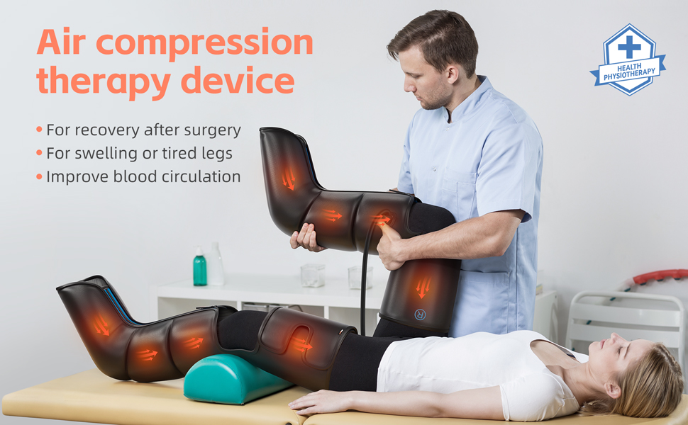 Leg Compression Massager for Circulation and Pain Relief, 3 Heat Levels 3 Modes 3 Intensities, for Legs, Muscle Pain Relief Thigh, Calf & Feet Massage 12 4