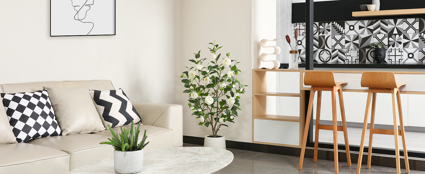 OAKRED Artificial Camellia Tree, 3.8FT Faux Plant with