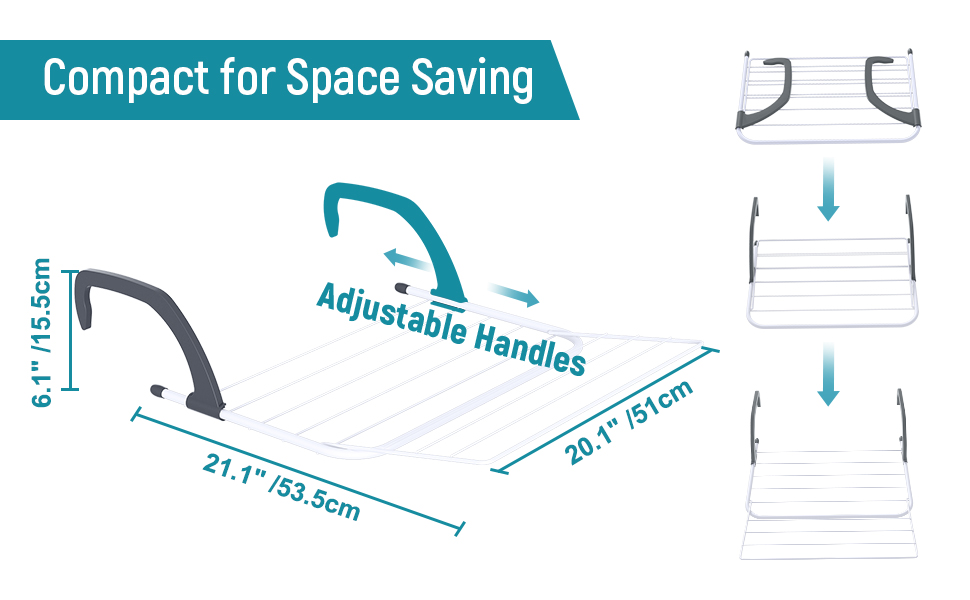 Allritt Radiator Drying Rack, Extendable Clothes Rail 9 Bar Hanging